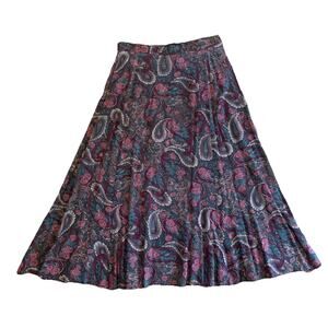 Vintage 90s Jacque & KoKo Rayon Midi Skirt 14/16 Boho Paisley Whimsigoth